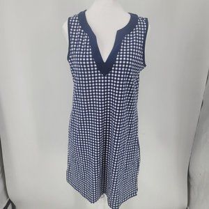 Draper James X Lands End Gingham  Sleeveless Dress Navy White Size Small NEW